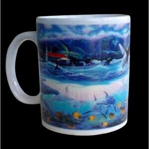 Hawaii Coffee Mug Cup Ocean Beach Vacation Travel Gift Whales Fish Vinta…